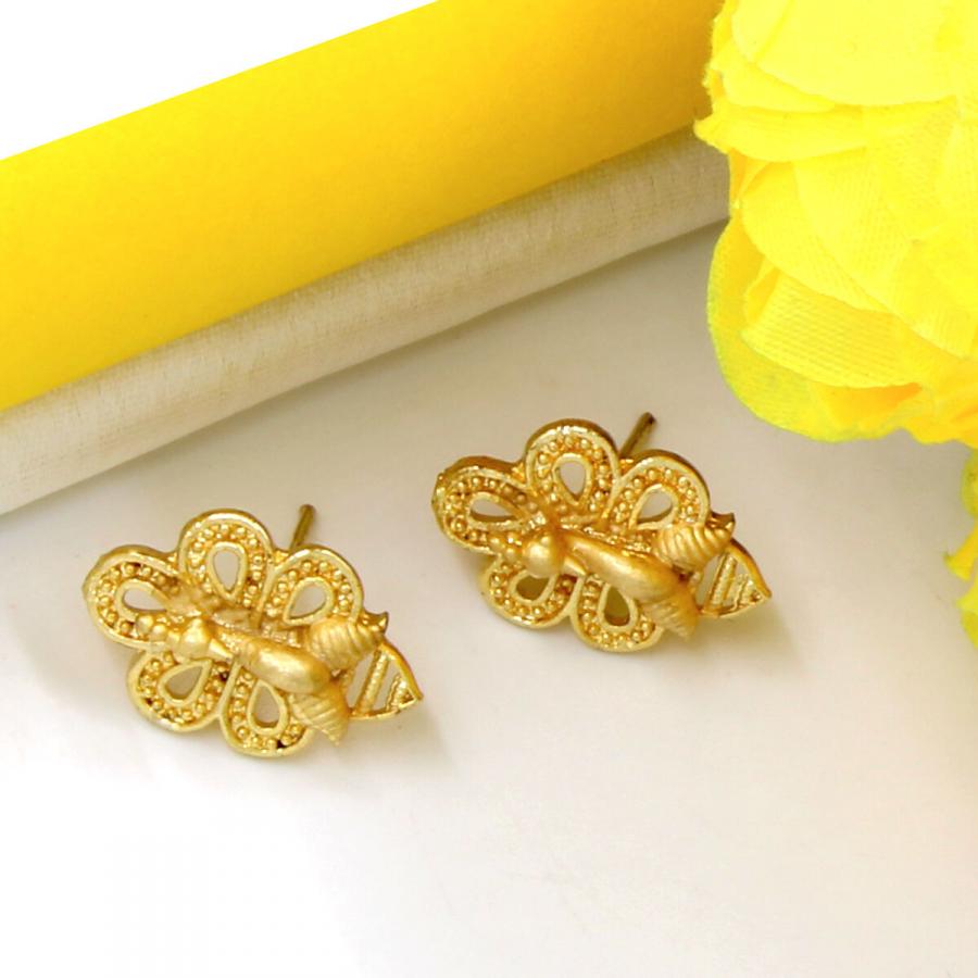 Sleek Peacock Gold Plated Earring Set