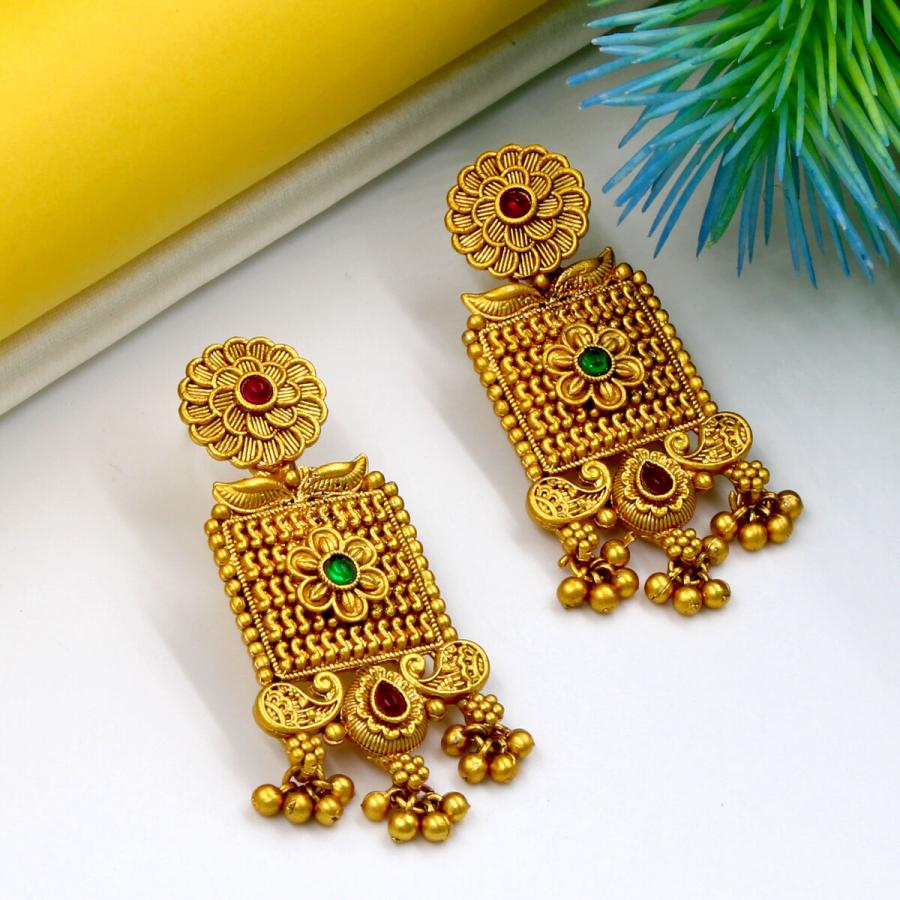 Orlenna Rajwadi Crystal Beads Earring