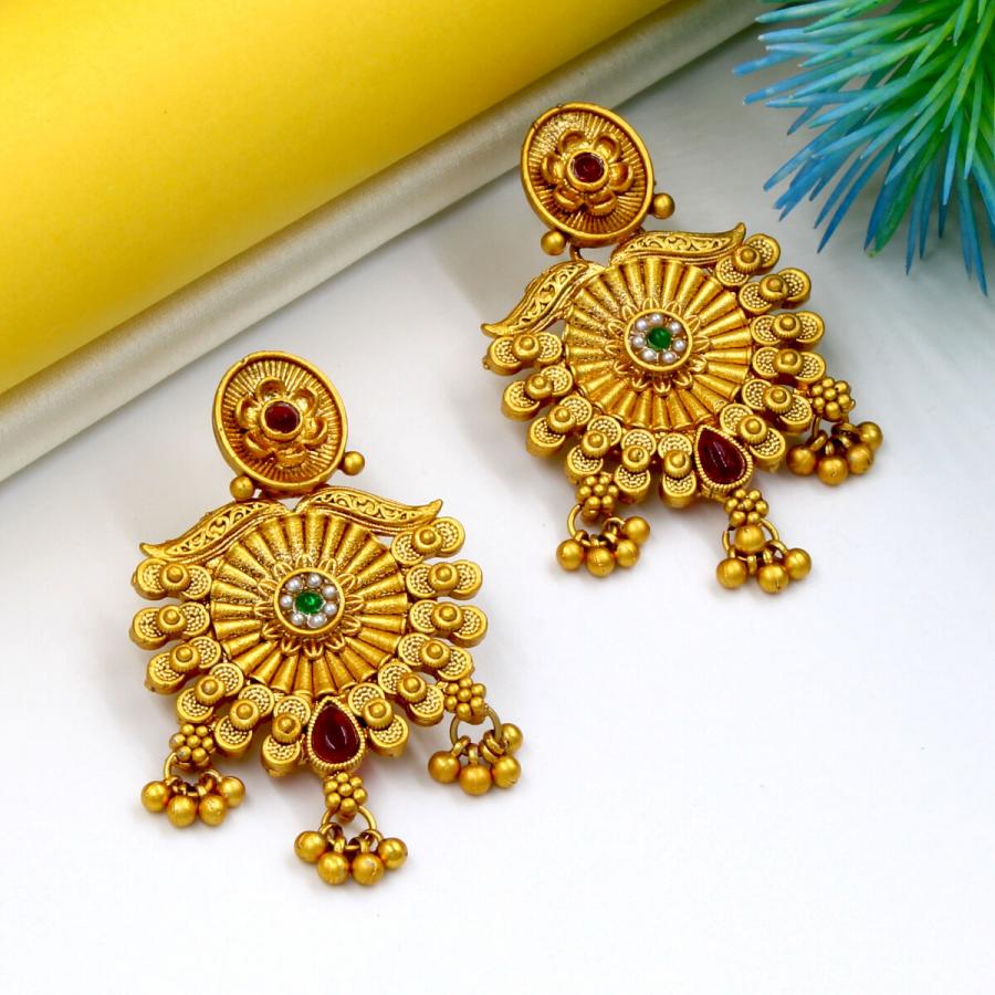 Orlenna Royal Rajwadi Crystal Beads Earring