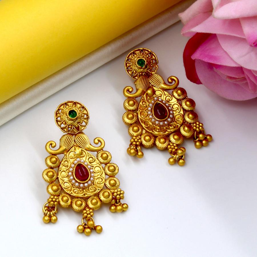Orlenna Ethnic Rajwadi Crystal Beads Earring